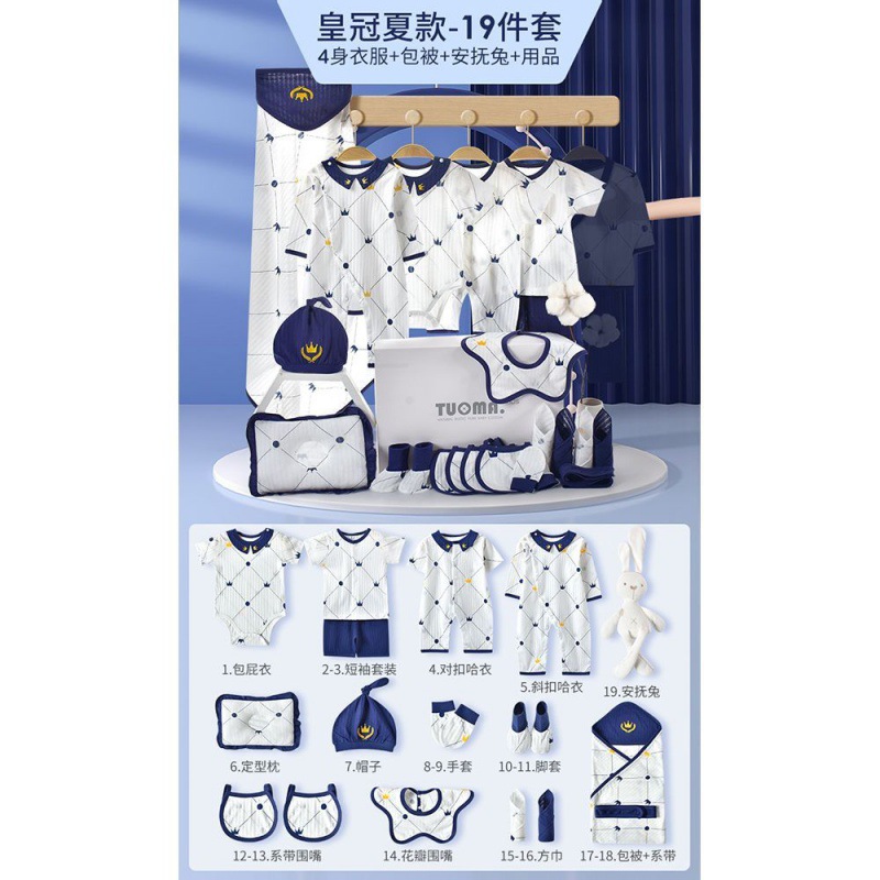 Summer Blue Crown 19-piece Set [with Gift Box]