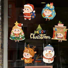 圣诞节静电窗花装饰墙贴圣诞树静电店铺玻璃橱窗贴亚马逊墙贴
