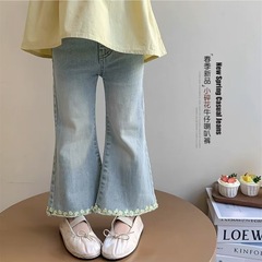 女の子ズボン春秋2025新型洋気春服ラッパズボン子供春ジーンズ