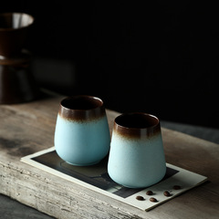 Hand-crafted ceramic cup with frosted gradient and Japanese vintage art deco style in Jingdezhen, suitable for holding by hand, minimalist and artistic ZAKKA design