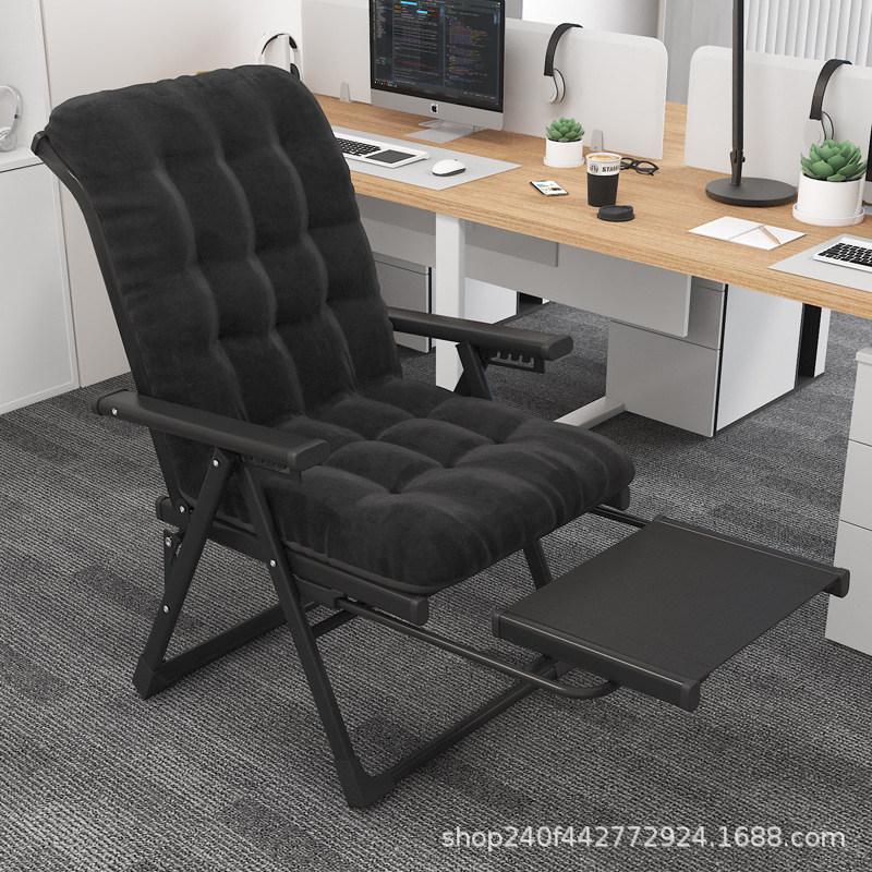 [발판이 포함된 업그레이드 모델] 앉거나 누울 수 있는 싱글 의자 블랙 블랙 코튼 패딩