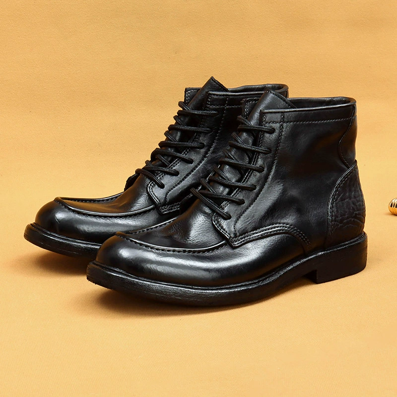 【Доставка за 5 дней】Мужские ботинки Goodyear Martin, натуральная кожа, усиленные, винтажные, с эффектом потертости, повседневные высокие кеды в стиле амекаджи