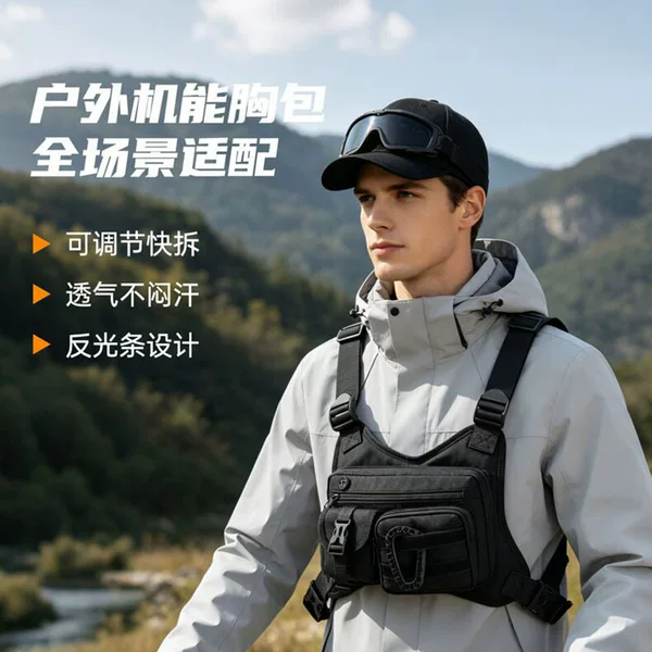 Cross-Border Hot-Selling Tactical Functional Men's Chest Bag, Outdoor Cycling Multi-Functional Vest Bag, Waterproof and Wear-Resistant Sports Vest