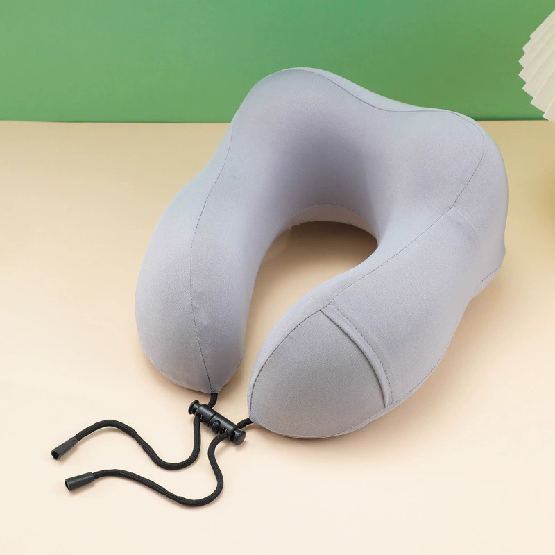 Silk Travel Neck Pillow, U-Shape Memory Foam, Adjustable Drawstring, Neck Protection (Multiple Colors)