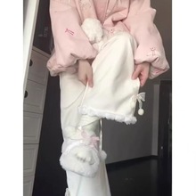 日系冬天裤子软妹秋冬长裤小众时尚洋气甜美减龄少女感学生直筒裤