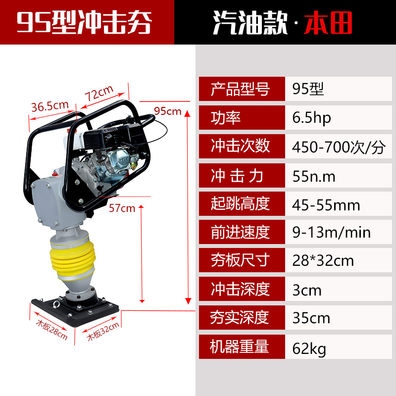 Atravesador diesel de la compactación del apisonador de impacto de la combustión interna del apisonador vertical eléctrico de la vibración del apisonador del impacto de la gasolina HCD110
