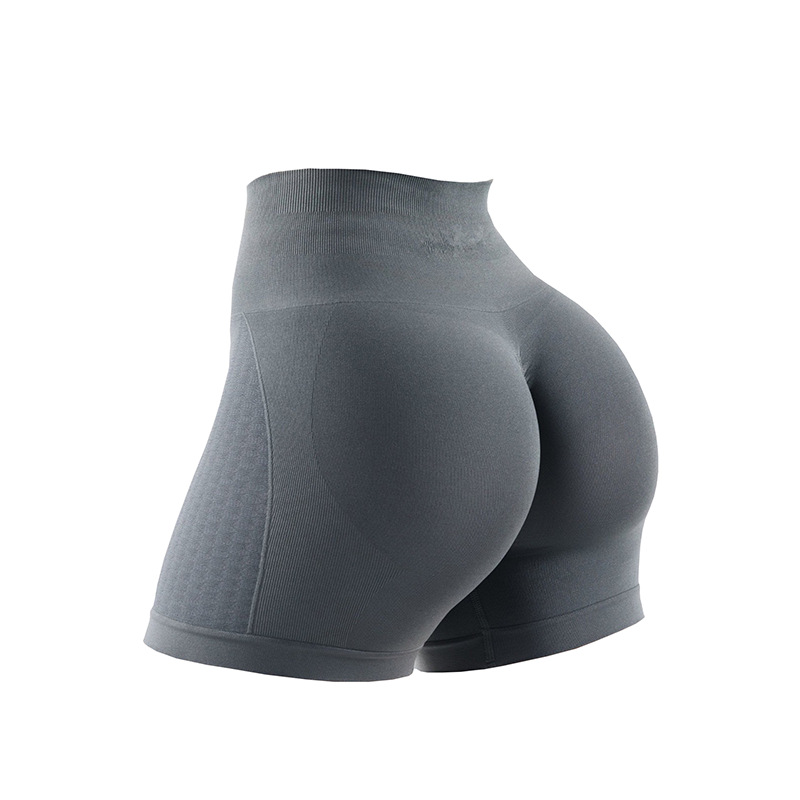 Amazon Yoga Shorts Mujer Desnudo sin costuras Pantalones de tres puntos de fitness de cintura alta y glúteos Pantalones cortos deportivos ajustados de cadera melocotón