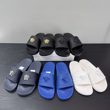 柬埔寨金边越南橡胶拖鞋男女款夏金属头美杜莎沙滩凉鞋防滑一字拖