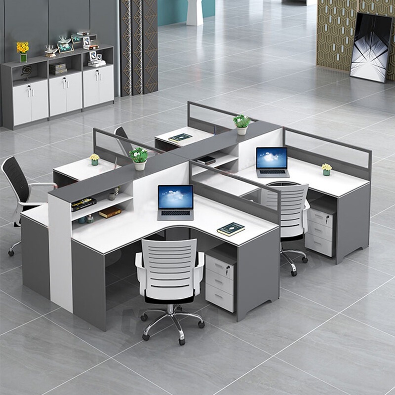 Screen Partition Staff Desk, Simple Modern 4/6 Double Staff Workstation Table and Chair Set, Office Furniture Workstation
