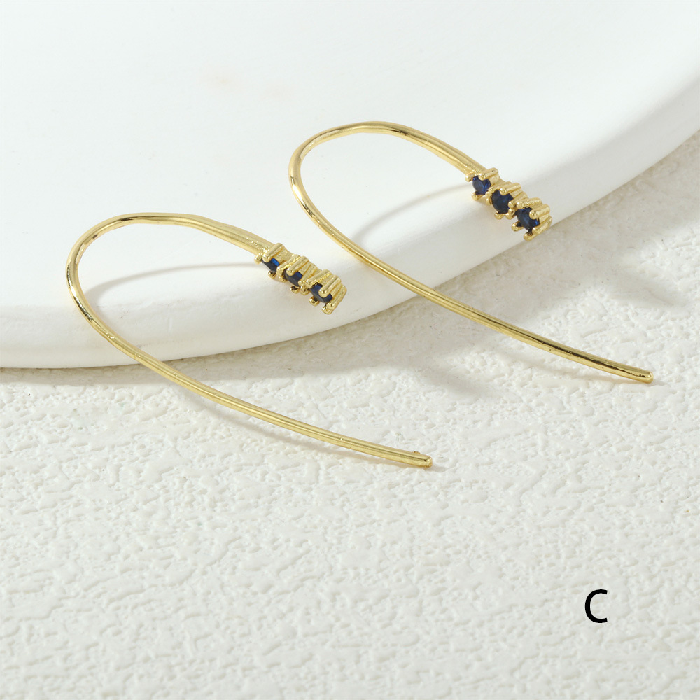 Copper trend elegant fashionable earrings with zircon