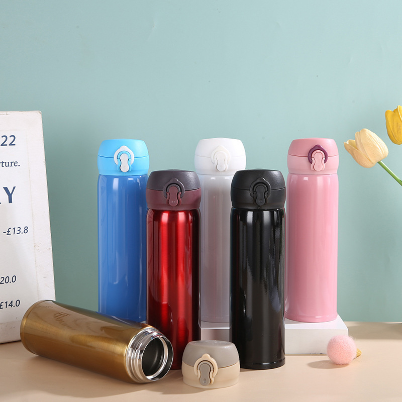 304 Stainless Steel Mini Pop-Up Lid Thermos Cup Mini Cup Large Capacity Portable Car-Mounted Can Be Printed with Iogo