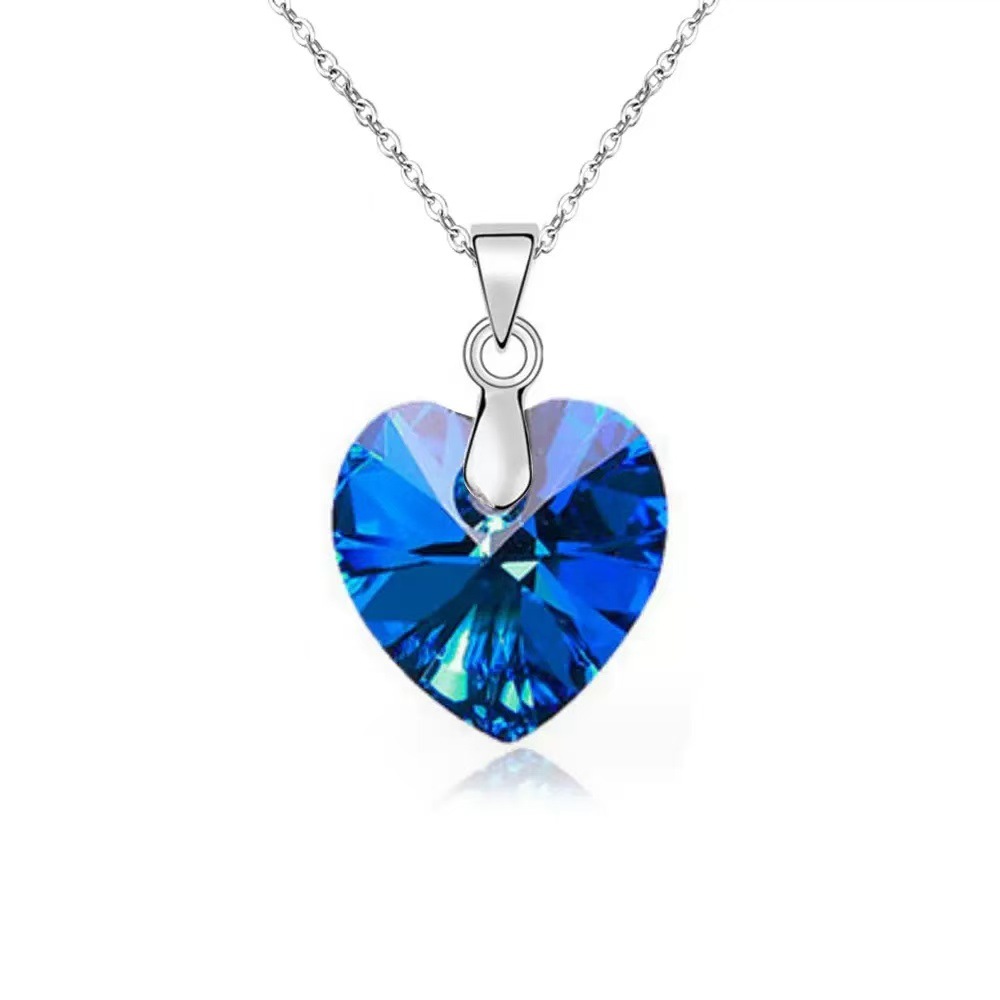 Collar con colgante de corazón de cristal austriaco estilo coreano_voghion.com