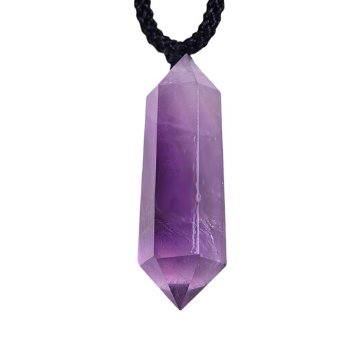 Natural crystal column pink amethyst white crystal double pointed column pendant raw stone polished energy stone exquisite necklace jewelry wholesale