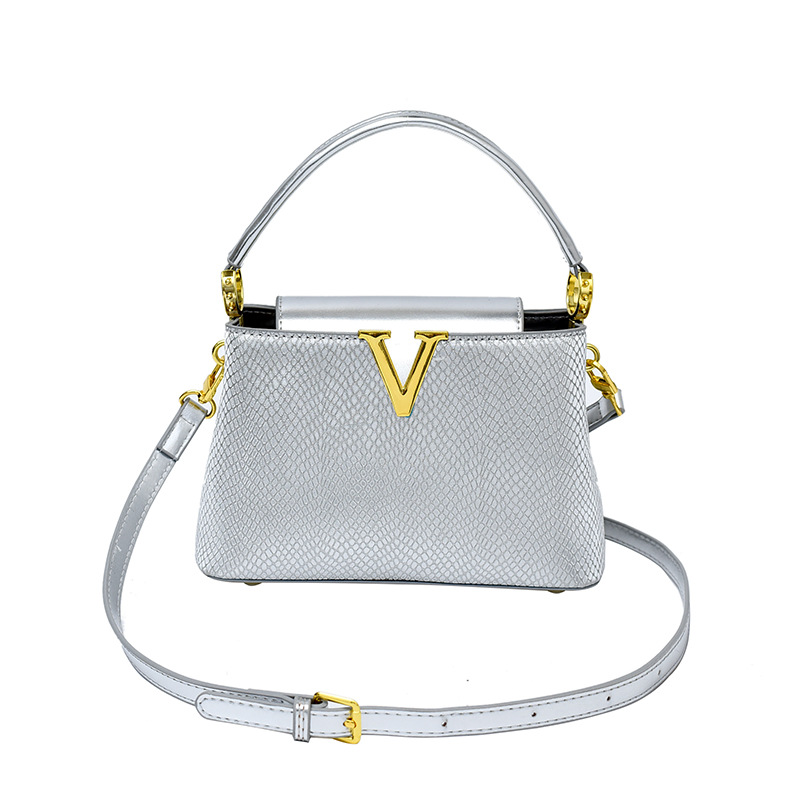 Bolsa de alta calidad de textura 2025 verano nuevo estilo bolso de hombro con patrón de ondas bolso de mensajero con patrón de serpiente de lentejuelas mujer