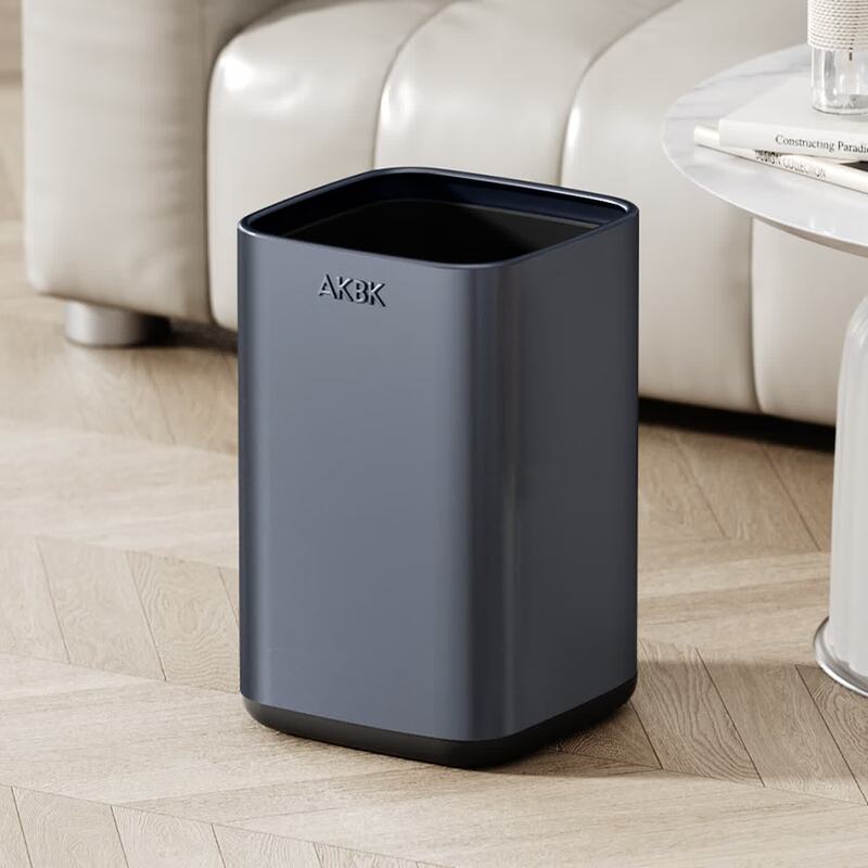 Stainless Steel Trash Can with a High-End Luxury Feel, Double-Layered Without Lid, for Home Use in Bathroom, Kitchen, Living Room, Factory Wholesale