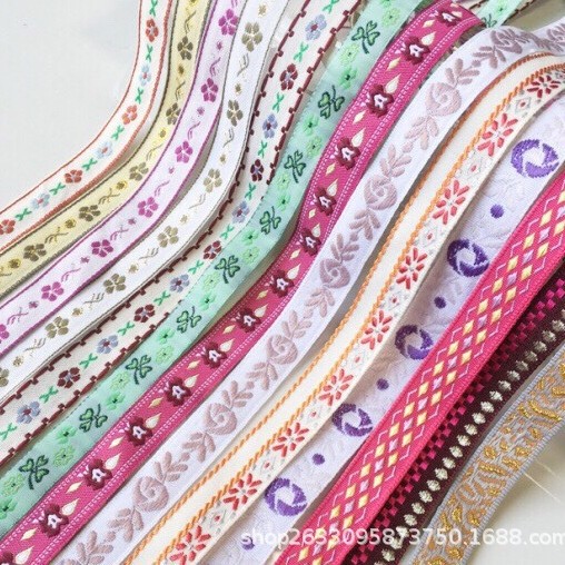 厂家批发提花织带服装辅料家纺配饰DIY民族风丝带装饰团扇包边条