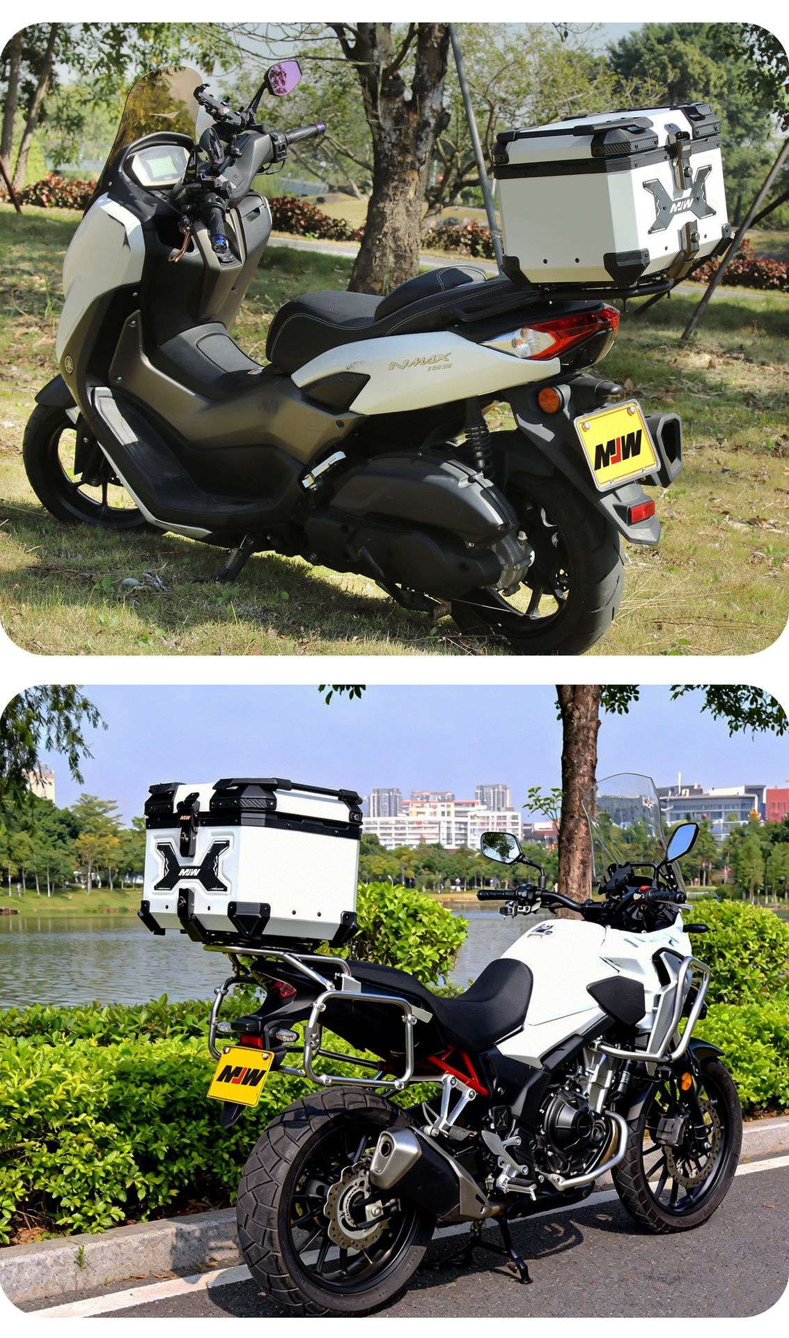 Motorcycle Mjw45L55L65L White Knight Aluminum Alloy Tail Box Quick-Release Travel Tool Box Electric Vehicle Rear Tail Box