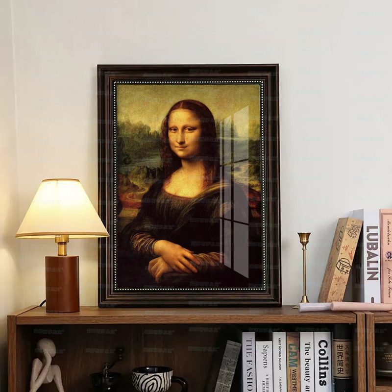 Mona Lisa real bordado cruzado Mona Lisa minimalista sala de estar moderna portátil arte figura decoración bordado a mano