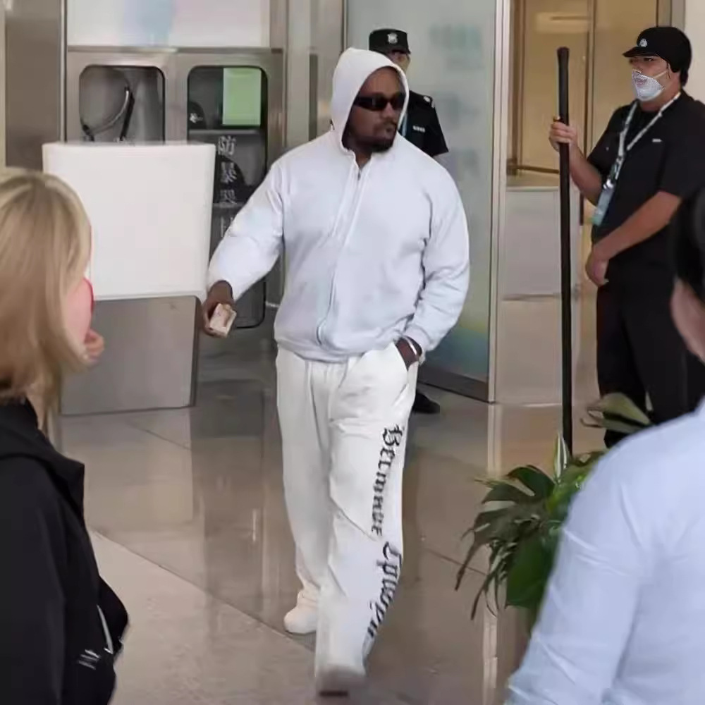 YZY侃爷KANYE同款试听会俄语薄绒宽松休闲美式直筒长裤子男士卫裤