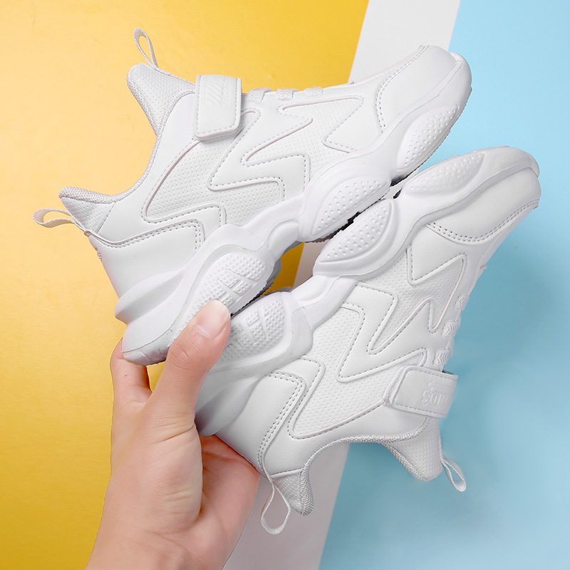 8855 zapatos para niños, zapatos blancos para niños grandes y medianos, zapatos deportivos transpirables de primavera y otoño, zapatos casuales de malla de marca de moda, suela suave