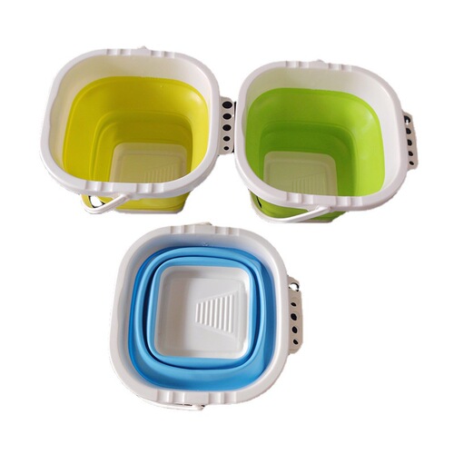 Manufacturer wholesale large silicone square foldable water bucket pen holder writing bucket art outdoor fishing tools beach seashore bucket
