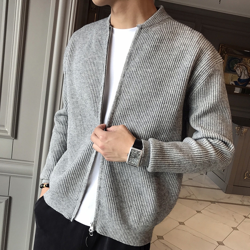 Otoño y invierno 2021 nuevo suéter grueso hombre chaqueta japonesa de cuello en V camiseta de punto cardigan para usar una guapo chaqueta de tendencia