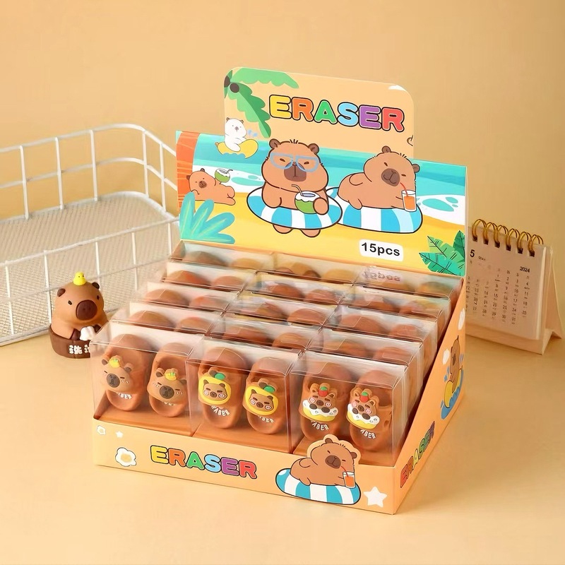 かわいいクリエイティブ漫画ステラバカピバラスリッパ消しゴム幼稚園クリーンクラム消しゴム文具|undefined