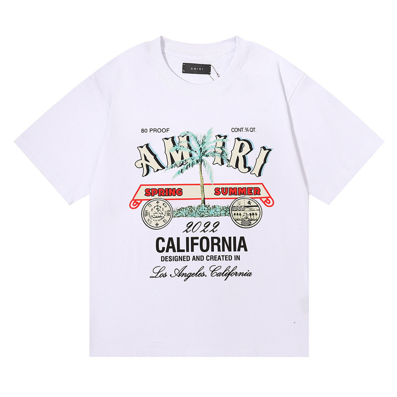 国境を越えた卸売り美潮AMIRI T-Shirt薔薇頭蓋頭プリント双糸純綿半袖tシャツ男女|undefined