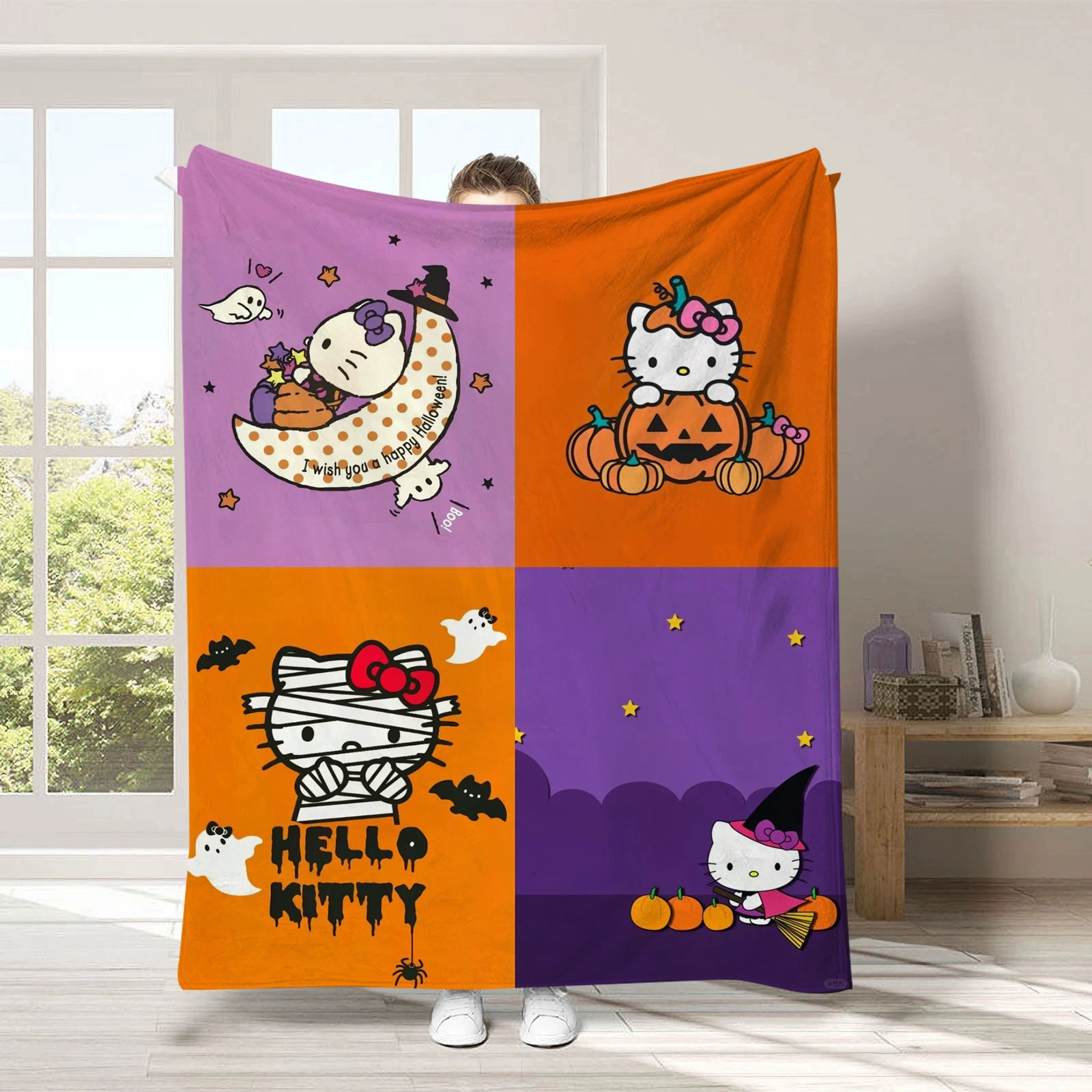 Hello kitty, детское одеяло для сна, диван для сна, хэллоуин, увеличенная толщина, (跨境贸易)
