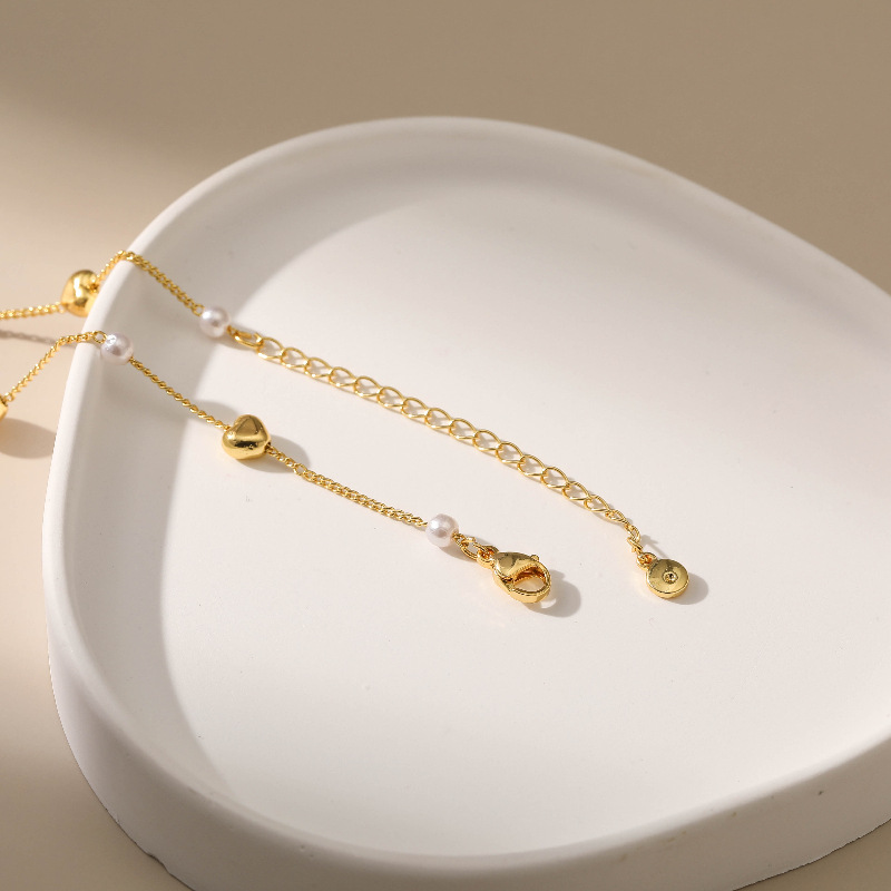Einfacher Stil Herz Künstlicher Kristall Kupfer Halskette In Masse display picture 7