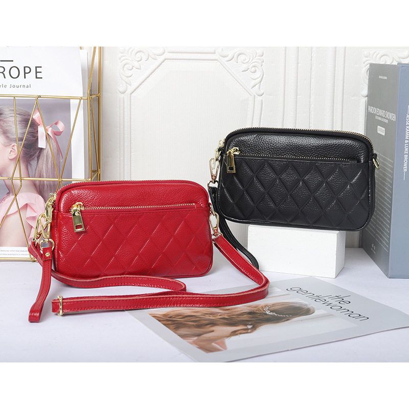 Women's Genuine Leather Shoulder Bag 2026 New Lightweight Quilted Small Bag Top Grain Cowhide Fashion Clutch Handbag - Thumbnail 4