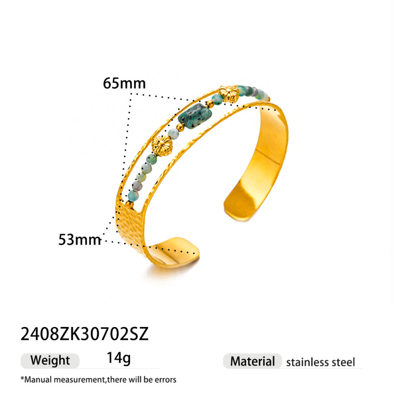 Alta Europa y los Estados Unidos acero inoxidable viento marino pulsera de concha ligera de lujo nicho transfronterizo venta caliente acero titanio joyas de piedra natural mujeres