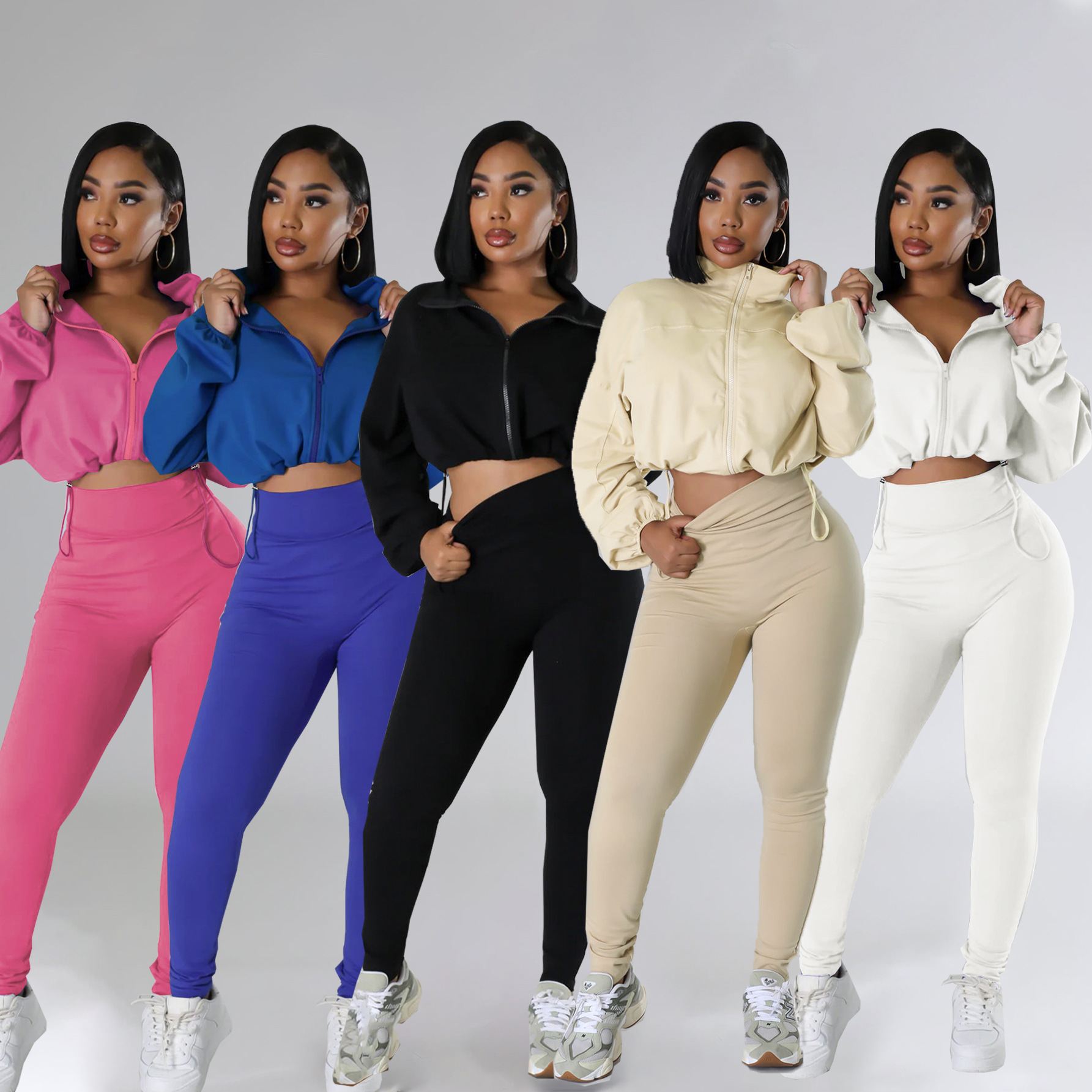 TW502 European and American Women's Autumn and Winter New Fashion Sweat Loose Long Sleeve Top Tight Trousers Sports Two-piece Set