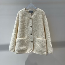 2025冬季新款女装休闲百搭宽松单排扣毛茸茸毛呢大衣外套 104118