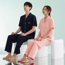 睡衣女夏薄款套装绵200g甜美休闲舒适宽松可外穿情侣装家居服批发
