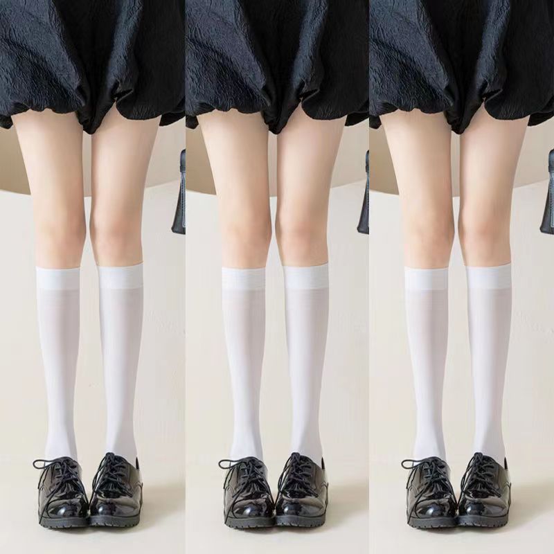 Tres pares envío gratis calcetines de pantorrilla de verano fino negro JK medias de presión flaco sobre la rodilla Calcetines de media pantorrilla