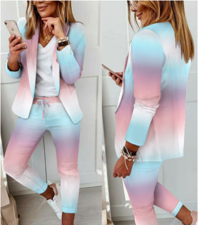 新商品2024欧米婦人服格子縞カジュアルスリム襟付きスーツ|undefined