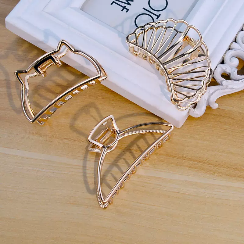 韩版金属贝壳半圆发夹 后脑勺鲨鱼抓夹发抓ins发饰夹子女卡子批发