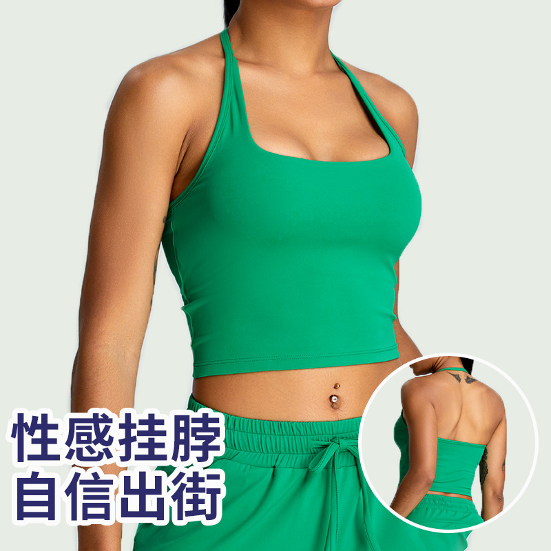 2024 primavera y verano nuevo estilo halter ropa interior deportiva mujer belleza espalda chaleco de yoga sujetador deportivo ropa de yoga de secado rápido top