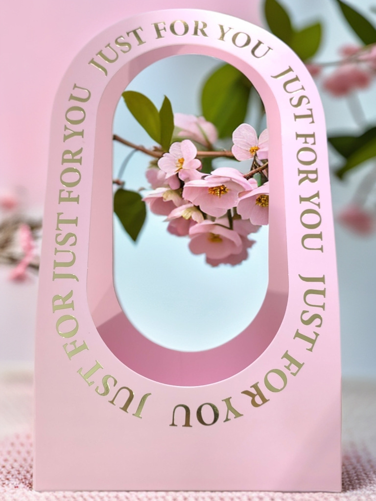 Bolsa de mano con ventana para flores, caja de embalaje hueca con estampado dorado transfronterizo, embalaje de flores moderno, caja de flores al por mayor completa