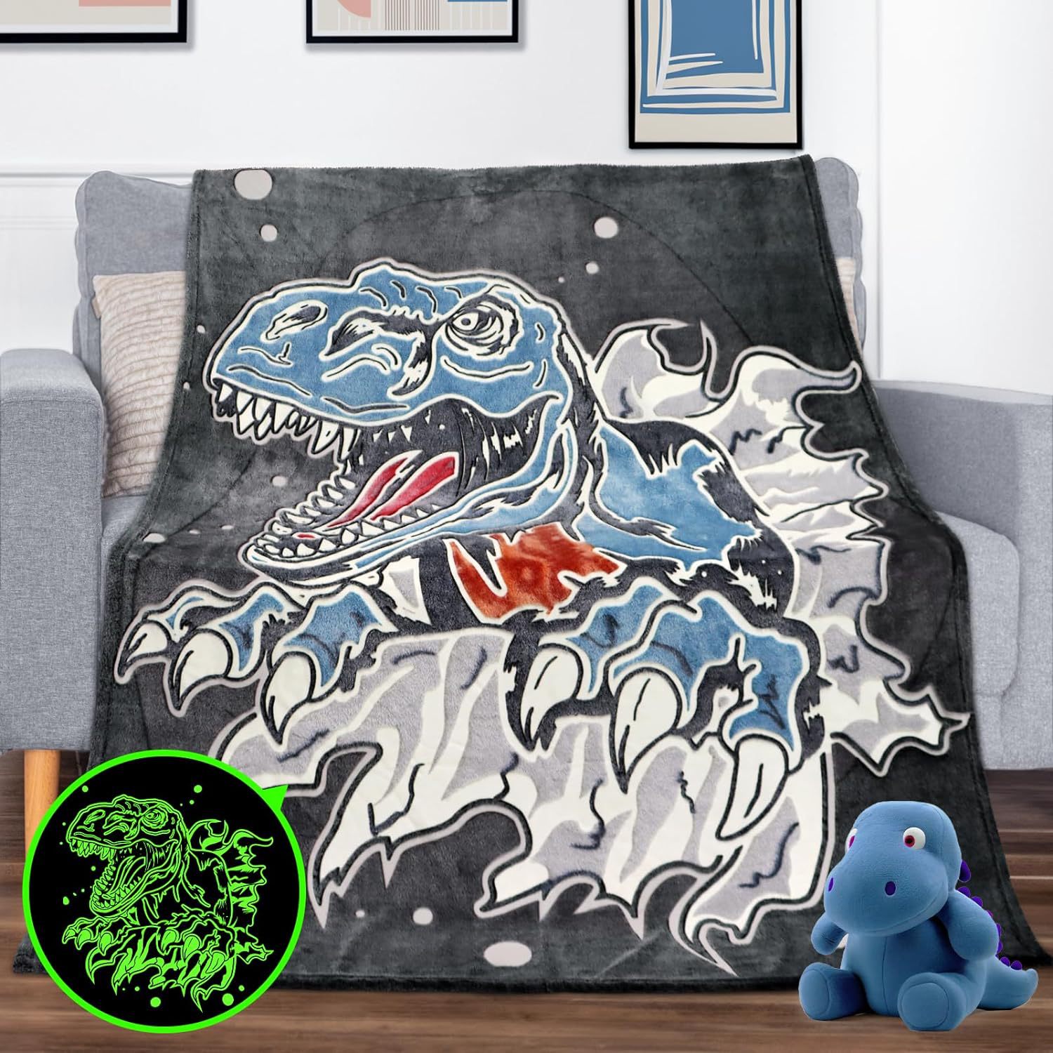 跨境专供亚马逊夜光法兰绒毛毯卡通盖毯午休毯支持代发现货供应