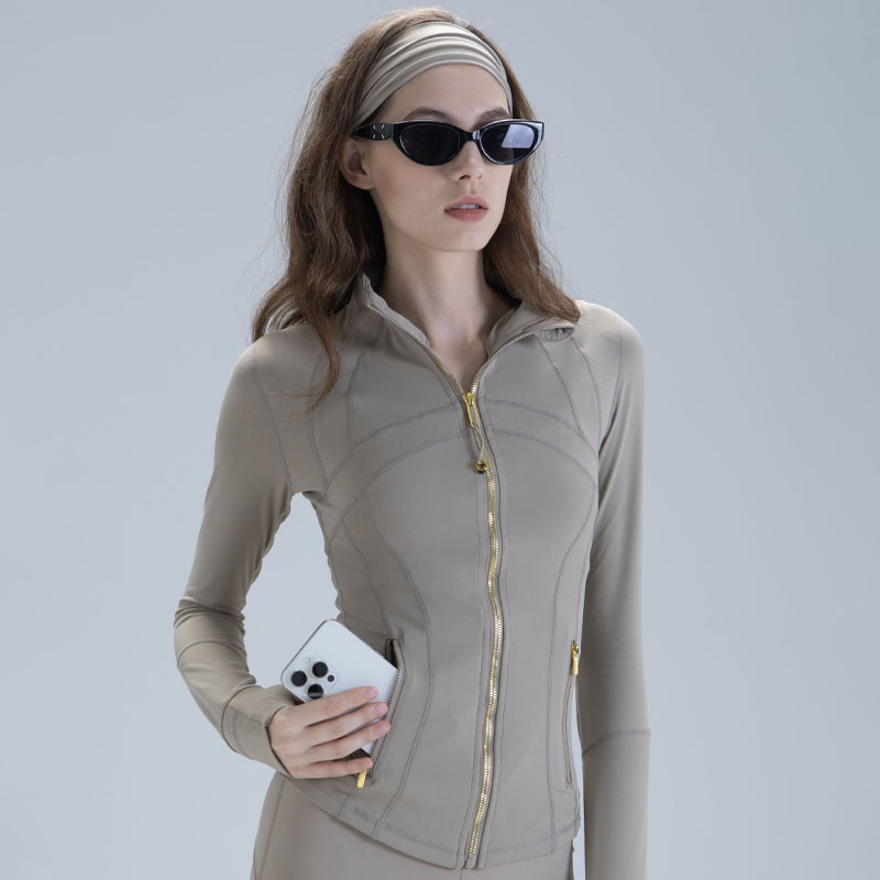 Lulu Zgly Fitness Clothing Women's Yoga Casual Versatile Jacket Zipper Quick-Drying Yoga Clothing Slim Long-Sleeved Jacket