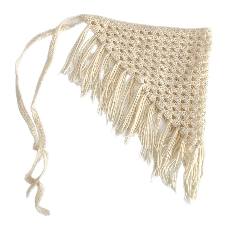 Pañuelo tejido nuevo estilo estilo ins chica caliente moda todo-fósforo delantal con flecos bufanda triangular cintura pedo cortina apilada