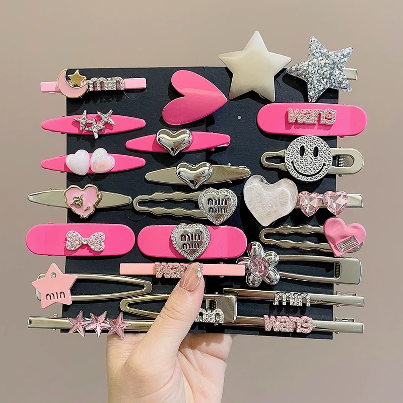 Estrella horquilla hembra de alto grado dulce viento fresco dopamina duckbill clip frente lado flequillos clip de pelo horquilla tocado