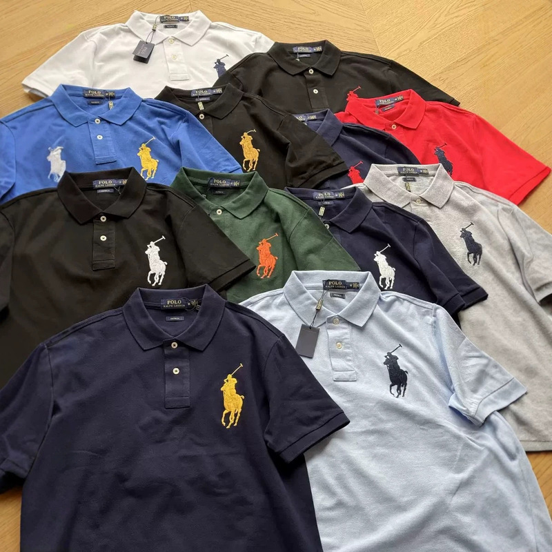 High-End Rl Ralph Lauren Polo Shirt with Embroidery, Breathable, Unisex Short-Sleeve, Large Horse Logo, Summer Limited Edition T-Shirt High-End Rl Ralph Lauren Polo Shirt with Embroidery, Breathable, Unisex Short-Sleeve, Large Horse Logo, Summer Limited Edition T-Shirt