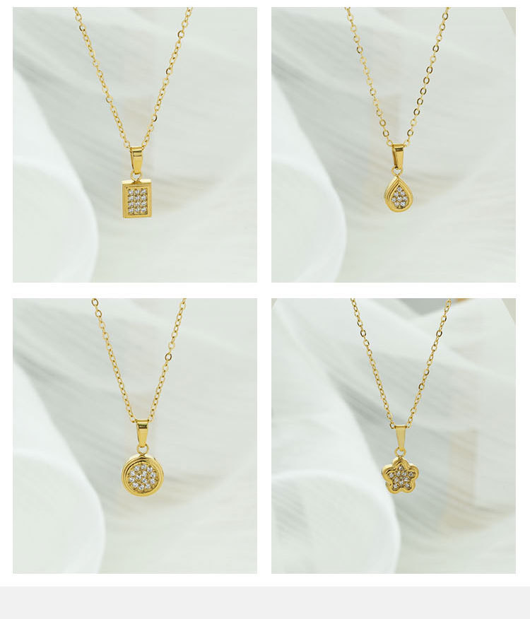 Großhandel Schmuck Einfacher Stil Geometrisch Titan Stahl Zirkon Überzug Halskette Mit Anhänger display picture 7