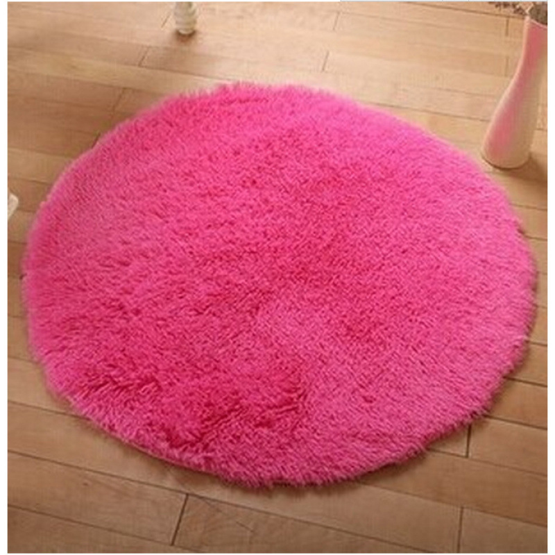 Alfombra de seda redonda de color sólido dormitorio de chicas cestas colgantes almohadilla giratoria piso de sala de estar simple sofá mesa de té almohadilla