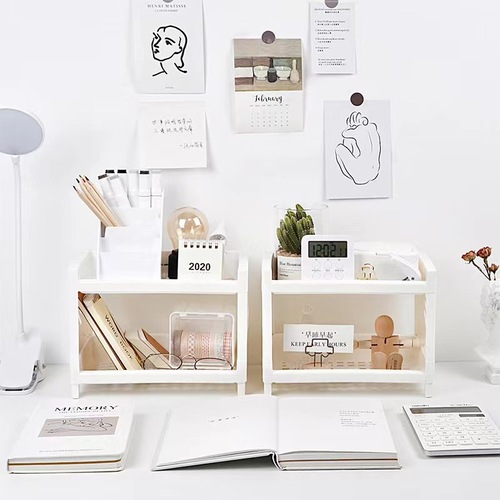 Desktop Storage Shelf Multi-layer Makeup Organizer Bathroom Study Desk Top Storage Rack Multi-functional Household