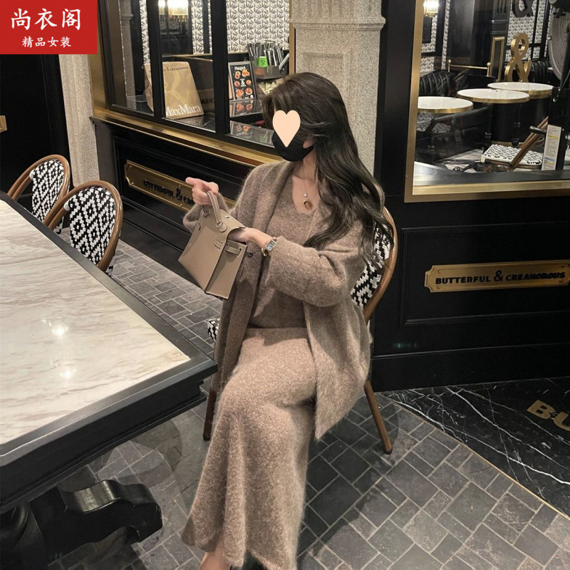 搭配一整套装女2025秋冬新款外套针织连衣裙宽松慵懒风长款两件套|undefined