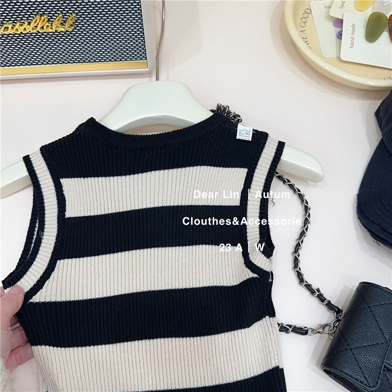 Salty Lime siete niños ropa de bebé niña vestido de los niños correa sin mangas interior de moda delgada falda de chaleco a rayas